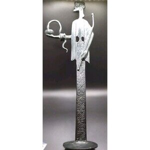 Vintage Antique Bronze Bowl of Hygiea Figure Greece Patina Emabenithe Statue 13"